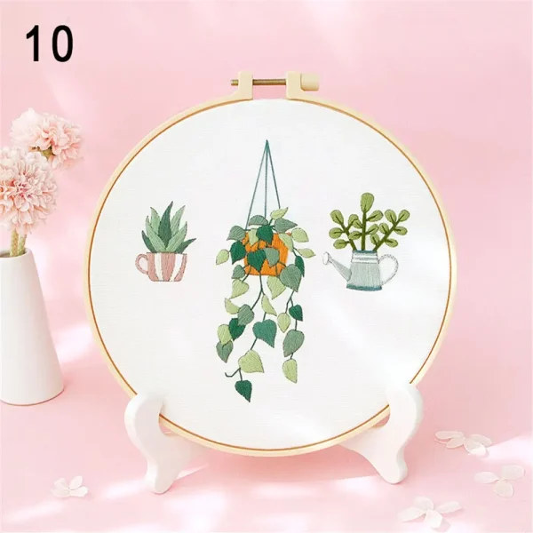 Flower Embroidery Starter Kit DIY Cross Stitch Set for Beginner Plant Printed Sewing Art Craft Painting Home Decor Needle Art - Image 22