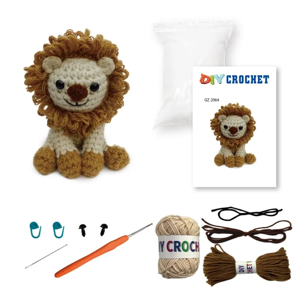 Cute DIY Crochet Animal Kit Withhand Knitting Yarn Needles Plush Doll Easy For Starter Includes Yarn Hook Accessories Tool Set - Image 8