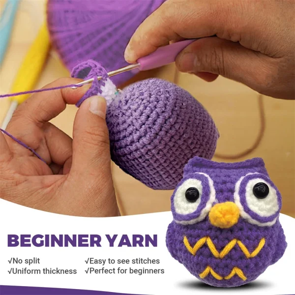 Cute DIY Crochet Animal Kit Withhand Knitting Yarn Needles Plush Doll Easy For Starter Includes Yarn Hook Accessories Tool Set - Image 4