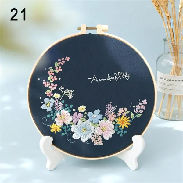 Flower Embroidery Starter Kit DIY Cross Stitch Set for Beginner Plant Printed Sewing Art Craft Painting Home Decor Needle Art - Image 8