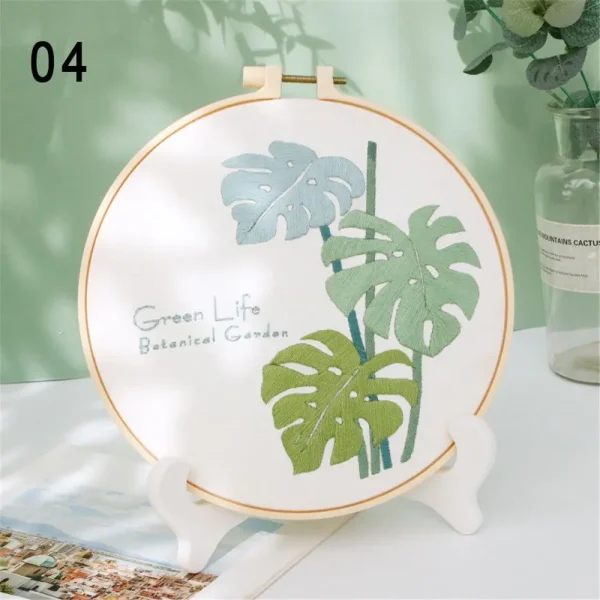 Flower Embroidery Starter Kit DIY Cross Stitch Set for Beginner Plant Printed Sewing Art Craft Painting Home Decor Needle Art - Image 2