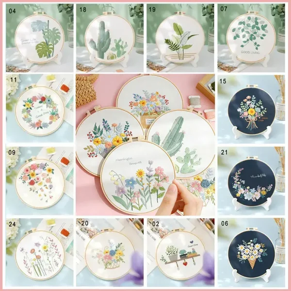 Flower Embroidery Starter Kit DIY Cross Stitch Set for Beginner Plant Printed Sewing Art Craft Painting Home Decor Needle Art - Image 31