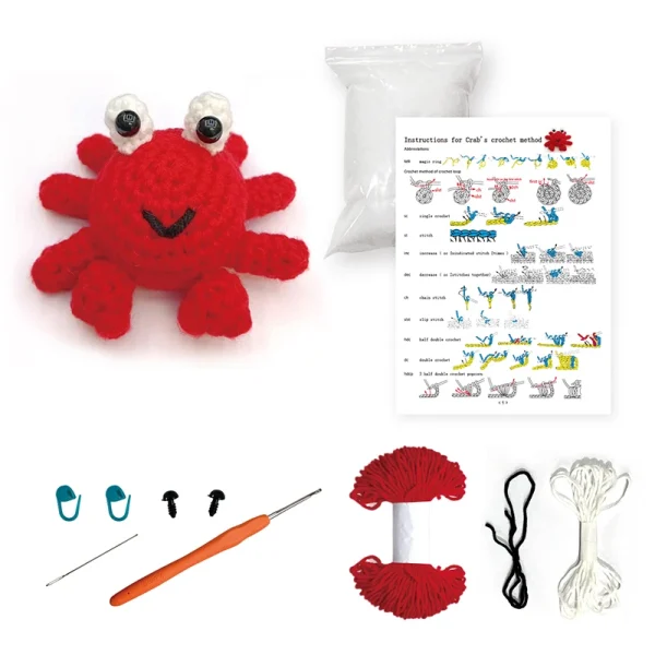 Cute DIY Crochet Animal Kit Withhand Knitting Yarn Needles Plush Doll Easy For Starter Includes Yarn Hook Accessories Tool Set - Image 12