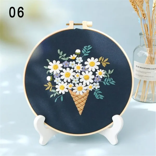 Flower Embroidery Starter Kit DIY Cross Stitch Set for Beginner Plant Printed Sewing Art Craft Painting Home Decor Needle Art - Image 30