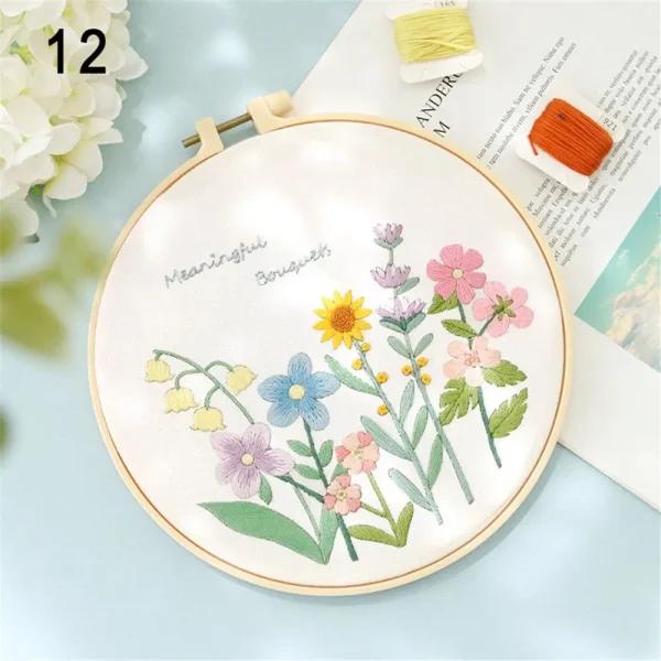 Flower Embroidery Starter Kit DIY Cross Stitch Set for Beginner Plant Printed Sewing Art Craft Painting Home Decor Needle Art - Image 7