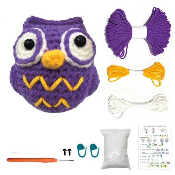 Cute DIY Crochet Animal Kit Withhand Knitting Yarn Needles Plush Doll Easy For Starter Includes Yarn Hook Accessories Tool Set - Image 13