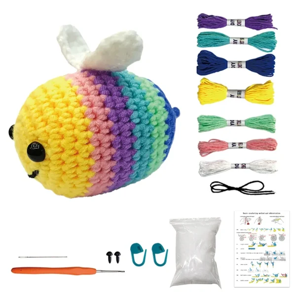 Cute DIY Crochet Animal Kit Withhand Knitting Yarn Needles Plush Doll Easy For Starter Includes Yarn Hook Accessories Tool Set - Image 3