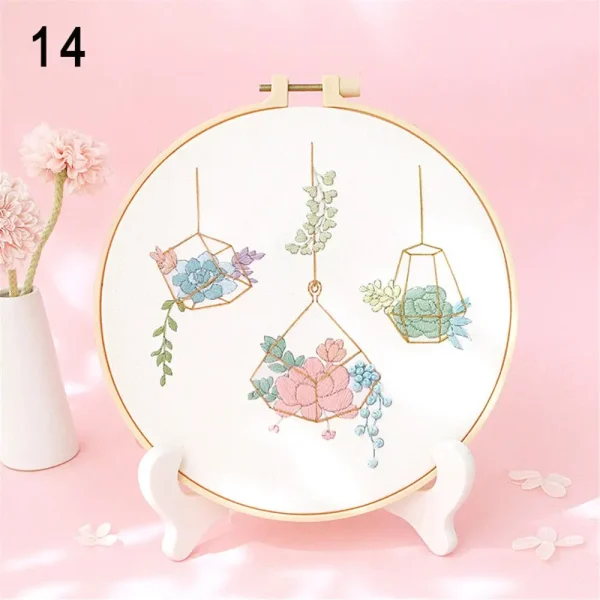 Flower Embroidery Starter Kit DIY Cross Stitch Set for Beginner Plant Printed Sewing Art Craft Painting Home Decor Needle Art - Image 28