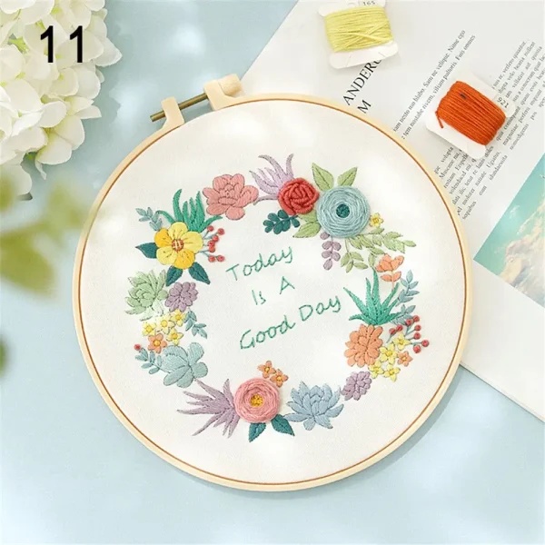 Flower Embroidery Starter Kit DIY Cross Stitch Set for Beginner Plant Printed Sewing Art Craft Painting Home Decor Needle Art - Image 15