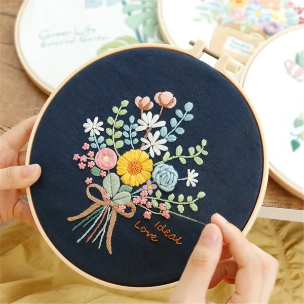 Flower Embroidery Starter Kit DIY Cross Stitch Set for Beginner Plant Printed Sewing Art Craft Painting Home Decor Needle Art - Image 10