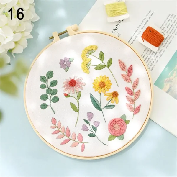 Flower Embroidery Starter Kit DIY Cross Stitch Set for Beginner Plant Printed Sewing Art Craft Painting Home Decor Needle Art - Image 17