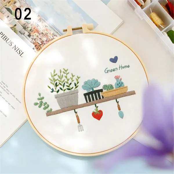 Flower Embroidery Starter Kit DIY Cross Stitch Set for Beginner Plant Printed Sewing Art Craft Painting Home Decor Needle Art - Image 11