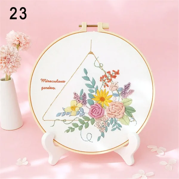 Flower Embroidery Starter Kit DIY Cross Stitch Set for Beginner Plant Printed Sewing Art Craft Painting Home Decor Needle Art - Image 5