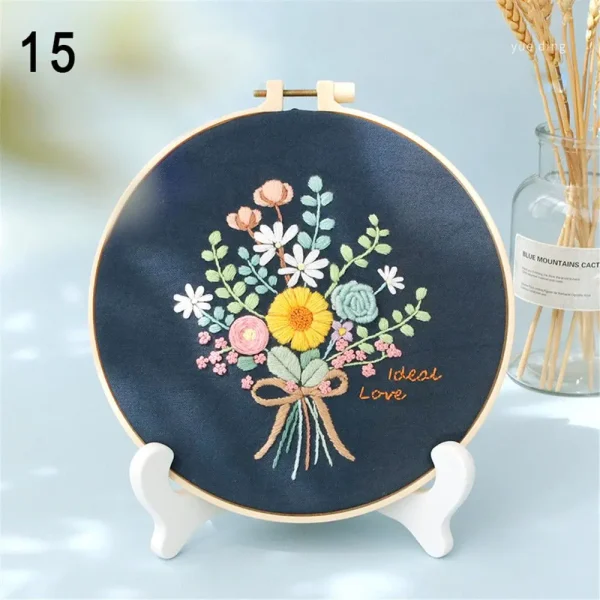 Flower Embroidery Starter Kit DIY Cross Stitch Set for Beginner Plant Printed Sewing Art Craft Painting Home Decor Needle Art - Image 14