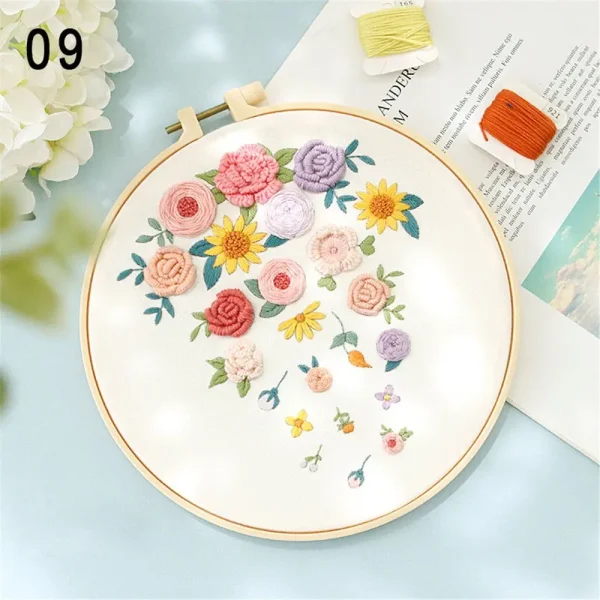 Flower Embroidery Starter Kit DIY Cross Stitch Set for Beginner Plant Printed Sewing Art Craft Painting Home Decor Needle Art - Image 4