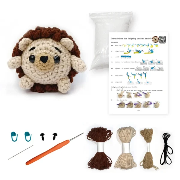 Cute DIY Crochet Animal Kit Withhand Knitting Yarn Needles Plush Doll Easy For Starter Includes Yarn Hook Accessories Tool Set - Image 11