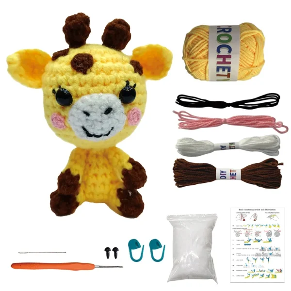 Cute DIY Crochet Animal Kit Withhand Knitting Yarn Needles Plush Doll Easy For Starter Includes Yarn Hook Accessories Tool Set - Image 6