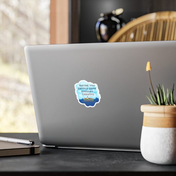 “Maybe You Should Have Googled Tariffs” Sticker – Vintage Cross-Stitch Style Political Satire Decal for Laptops, Water Bottles, Journals - Image 6