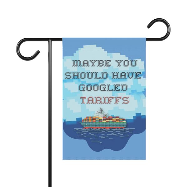 Funny Resistance Garden Flag – “Maybe You Should Have Googled Tariffs” – Vintage Cross Stitch Style Democrat Decoration - Image 2