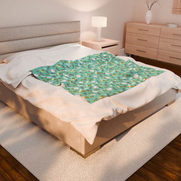 Velveteen Plush Blanket with Sleeping Cartoon Goose and Zzzs, Moon, Stars, Feathers Design - Honk Shoo Series - Cozy Gift for Teens - - Image 4