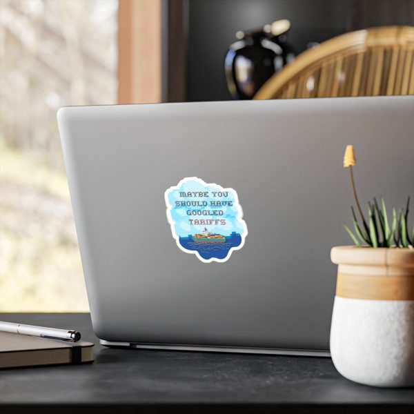“Maybe You Should Have Googled Tariffs” Sticker – Vintage Cross-Stitch Style Political Satire Decal for Laptops, Water Bottles, Journals - Image 10