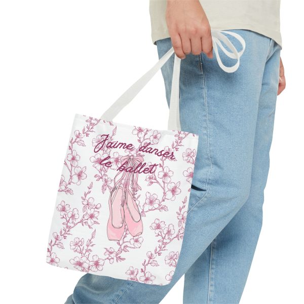 Ballet Tote Bag, Pink Cherry Blossom Hand Drawn Pointe Shoes, Personalized Name, Dance Bag, Ballet Gift, Dance Studio Tote, Ballerina Bag - Image 5