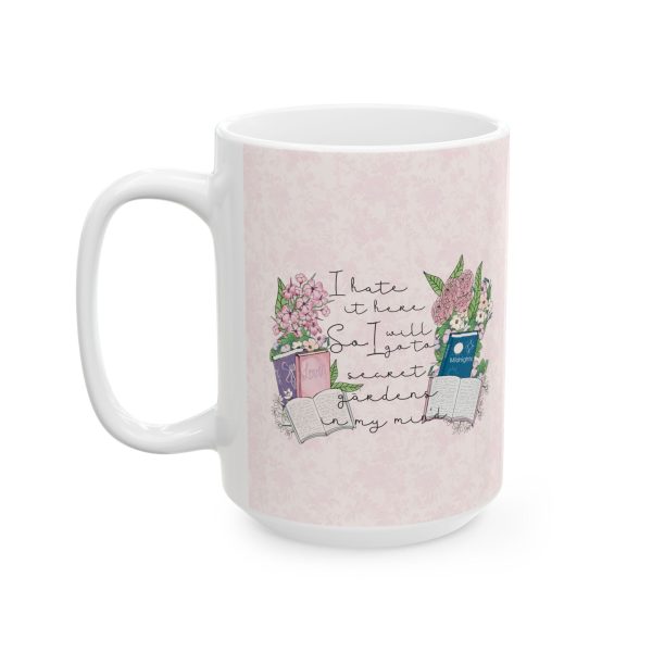 Secret Garden Bookish Mug 15oz Ceramic Mug for Readers, Cozy Girl Swiftie Gift, Floral Aesthetic Tortured Poet Club Coffee Cup