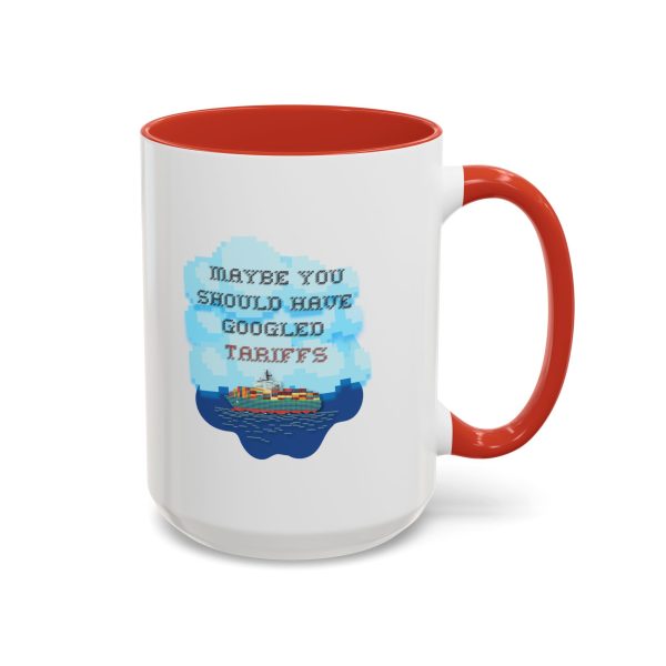 “Maybe You Should Have Googled Tariffs” Mug – Funny Political Gift for Democrats – Subtle Resistance Cross Stitch Look Coffee Cup - Image 3