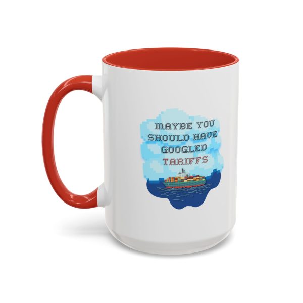 “Maybe You Should Have Googled Tariffs” Mug – Funny Political Gift for Democrats – Subtle Resistance Cross Stitch Look Coffee Cup