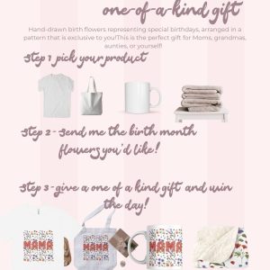 Personalized Mother’s Day Gift – Custom Birth Flower Shirt, Tote, Mug or Blanket for Mom, Grandma, Nana – MAMA’s Garden Collection