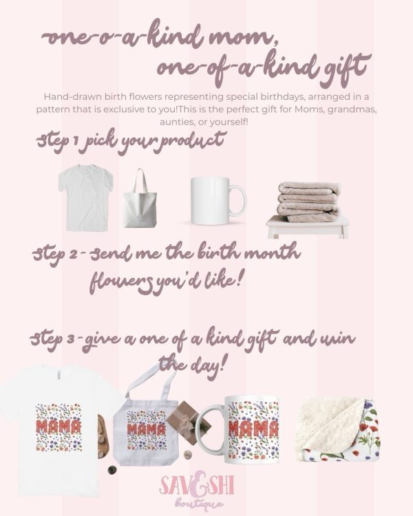 Personalized Mother’s Day Gift – Custom Birth Flower Shirt, Tote, Mug or Blanket for Mom, Grandma, Nana – MAMA’s Garden Collection