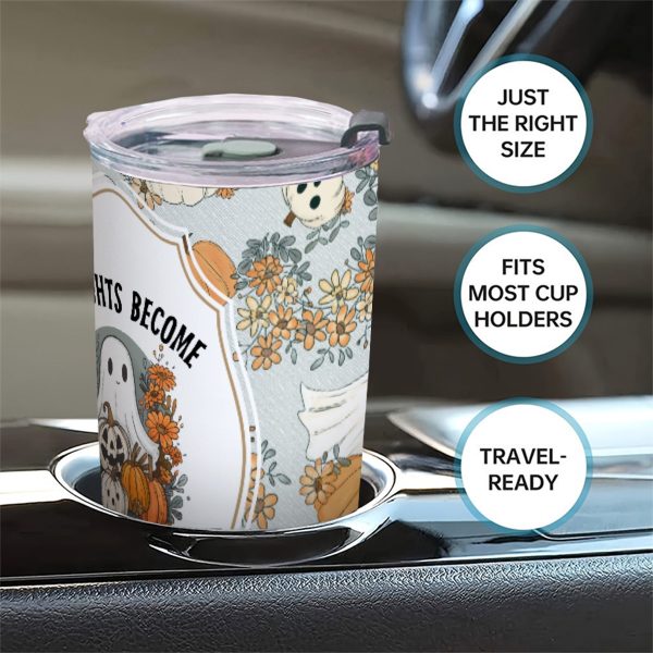 Vintage Floral Pumpkin Ghost 20 oz Tumbler  Mint Green Taylor Swift inspired - Image 3